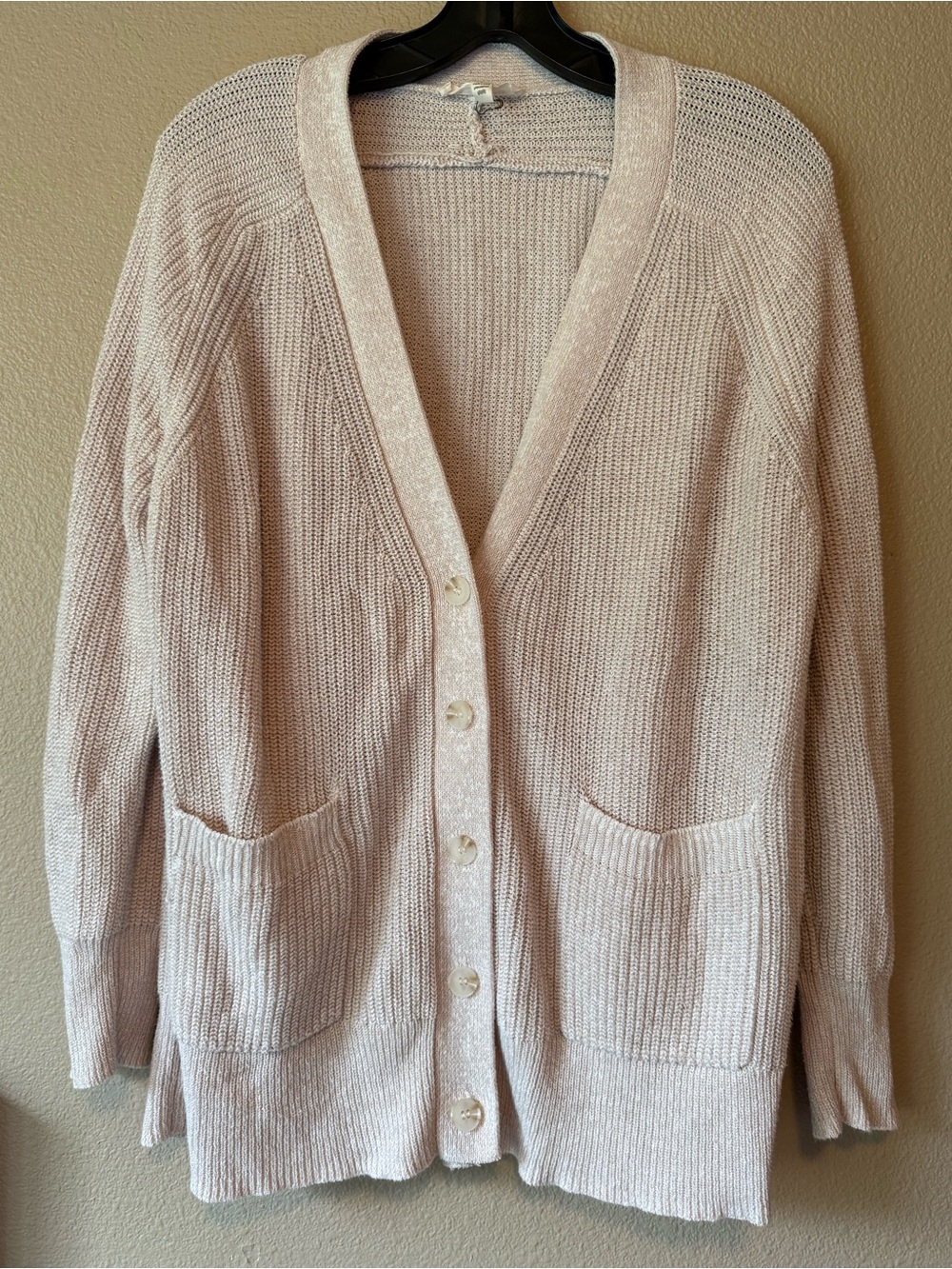 Grade & Gather Women's Cream Button-Front V-neck Knit Cardigan Sweater